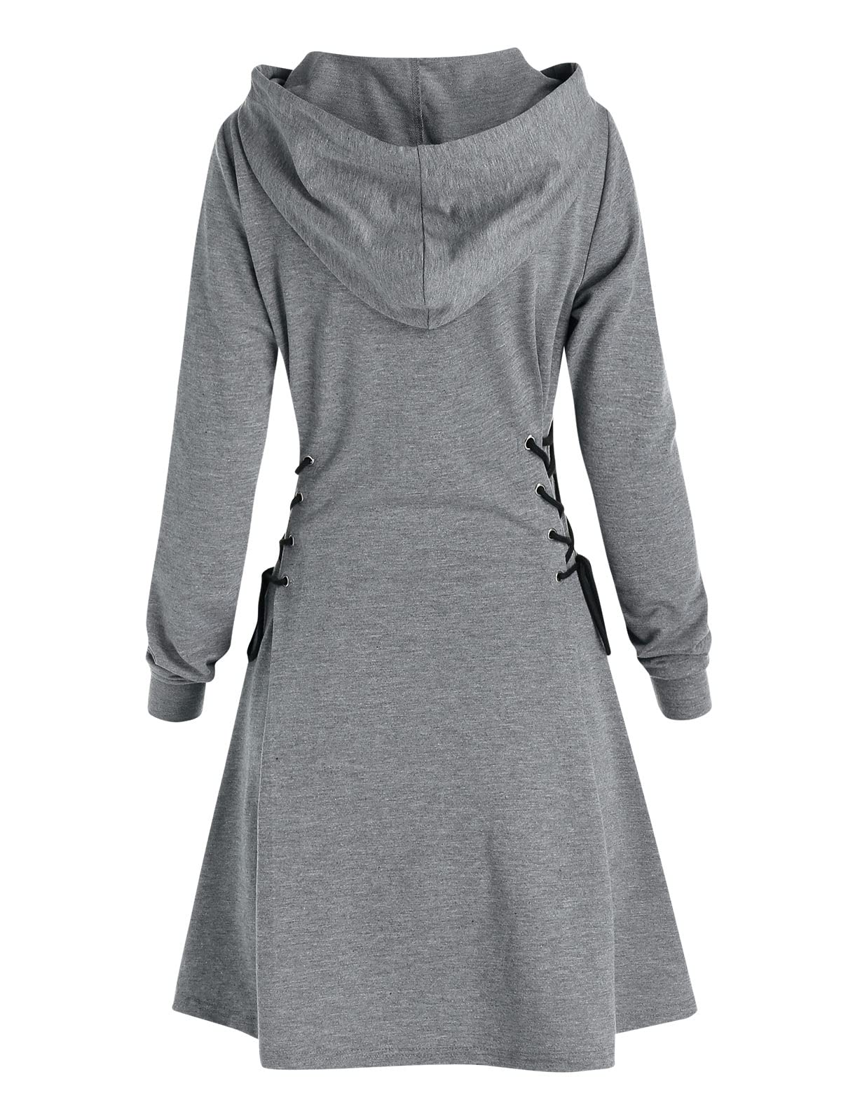 Casual Donne Manica Lunga Autunno Abito Coulisse Pizzo Mini Felpa Con Cappuccio Vestito Vestidos Femme Gotico Moda Streetwear