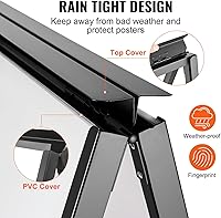 Vista 4 de VEVOR Letrero de acera con marco de 24 x 36 pulgadas, soporte para letrero deslizante de alta resistencia, letreros plegables de doble cara, póster