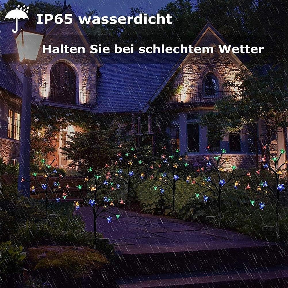 Solar Cherry Tree Lights Outdoor Garden Yard Lawn Landscape Lamp Flower Tree Lights 2 Pcs