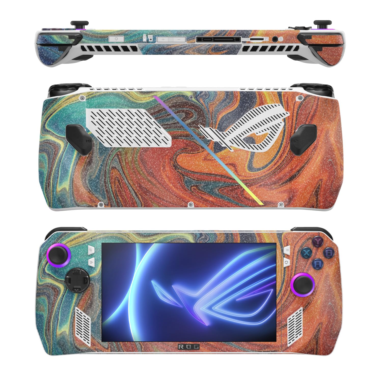MightySkins Glossy Glitter Skin Compatible with Asus ROG Ally - Lava Water | Protective, Durable High-Gloss Glitter Finish | Easy to Apply, Remove, and Change Style