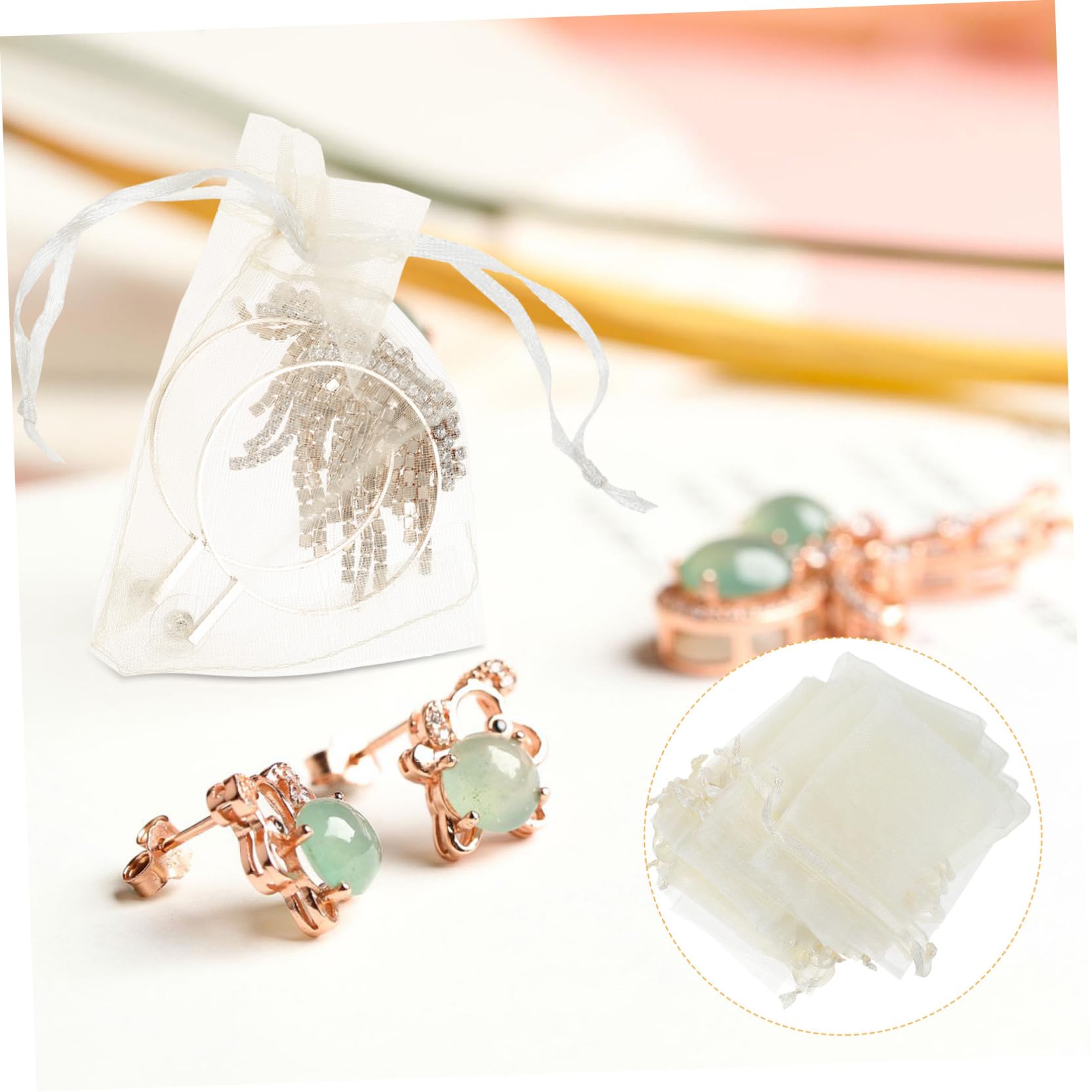 SEWOART 400stücke Organza Schmuckbeutel Mit Kordelzug Elegante Geschenktüten Für Hochzeiten Partys Geburtstage Und Festlichkeiten Milchweiß