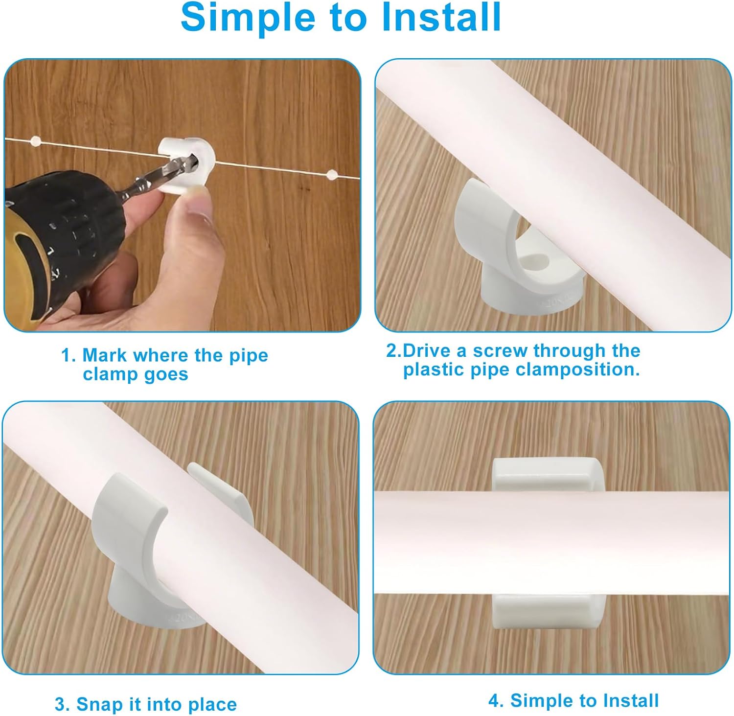 1 Inch PEX Pipe Clamps, 25mm White PVC Plastic,50Pcs | Pipe Support Hangers for Tubing & Hoses, Secure Mounting Clip Holder Bracket Tool