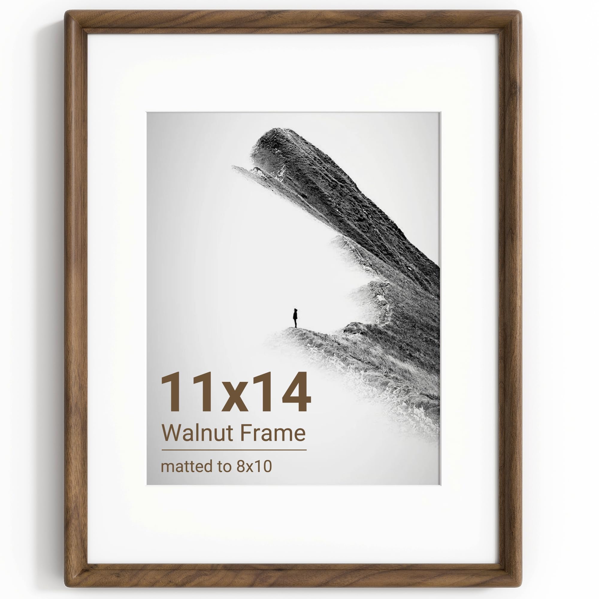 Cornice portafoto in legno di noce naturale con vetro temperato, legno massello proveniente dagli USA, angoli arrotondati fatti a mano, doppia falegnameria, cornice in legno opaco fino a 20 x 25 cm