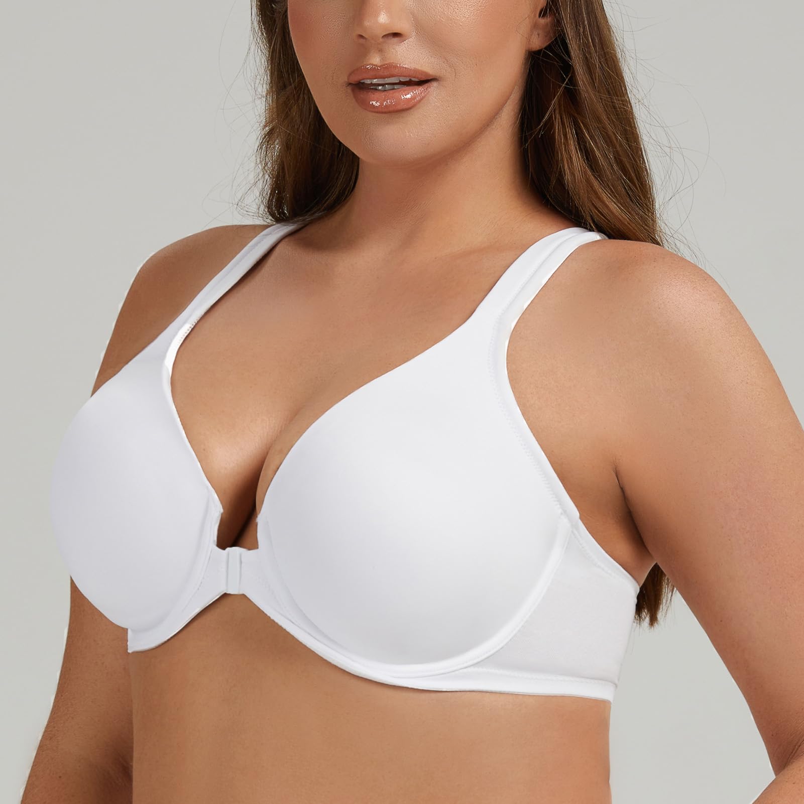 MELENECA Femmes Dos Nageur Fermeture sur Le Devant Soutien-Gorge Plongeant Non rembourré Couverture complète sans Coutures A Armatures