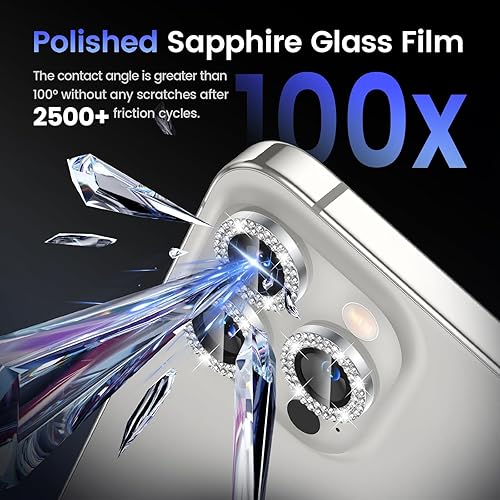 Miniatura 6 de Tensea Protector de lente de cámara compatible con iPhone 15 Pro Max15 Pro16 Pro Max16 Pro14 Pro Max14 Pro, cubierta de vidrio templado de aleación