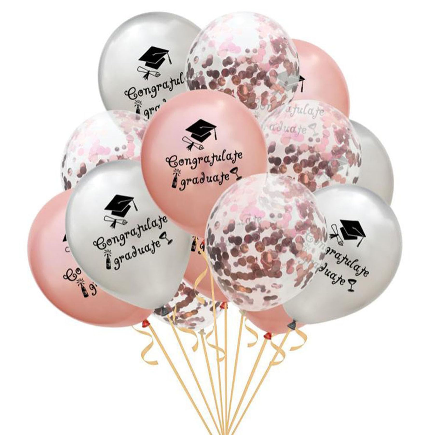 rose gold Sequin graduation balloon congratulations graduate party decorations balloon, Silver, Z-3
