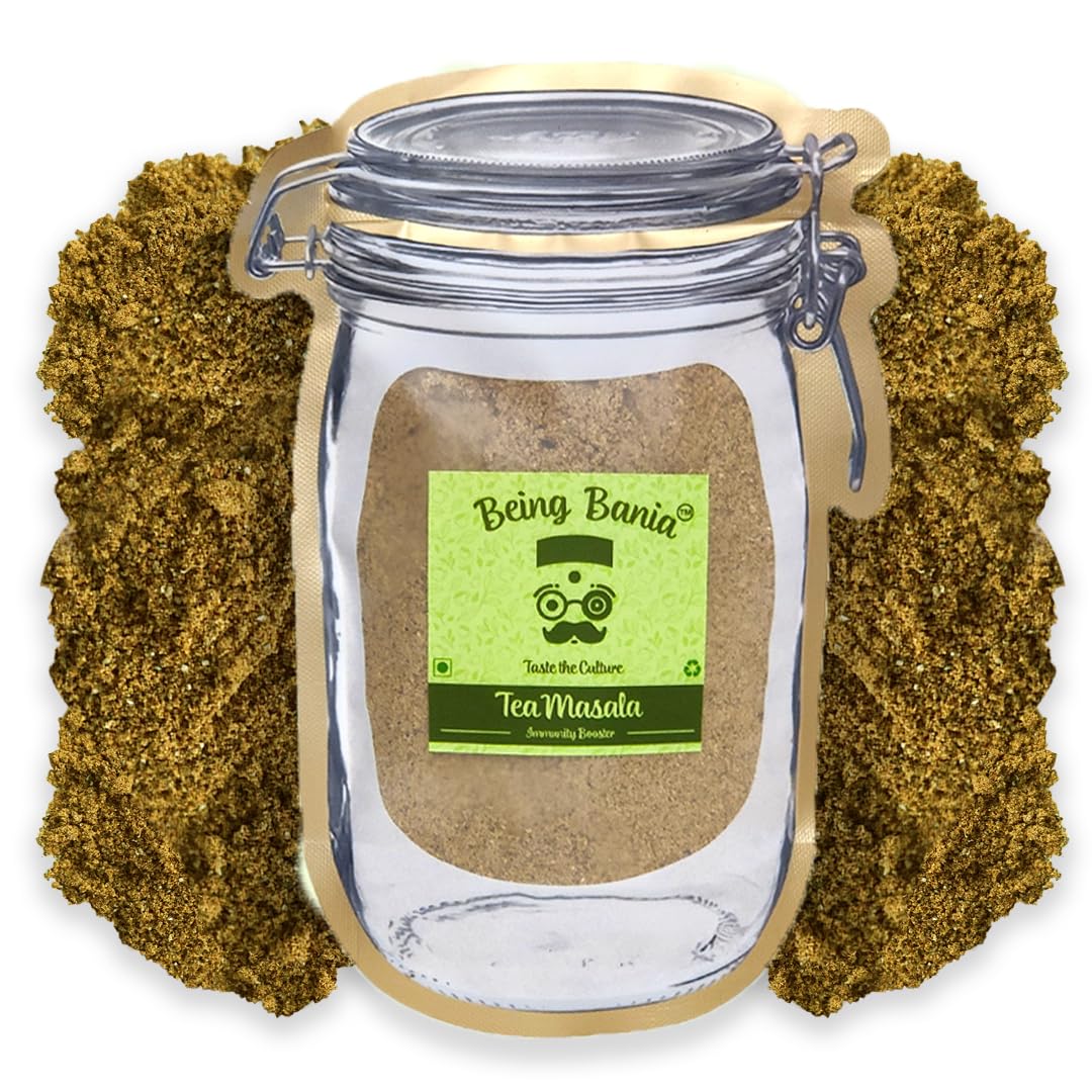 Being Bania Premium Tea Masala - 100% Natural Ingredients | 100g in Pouch | 7 Spices | No Preservatives | Immunity Booster | Helps in Cold & Cough | Indian Chai Masala Powder