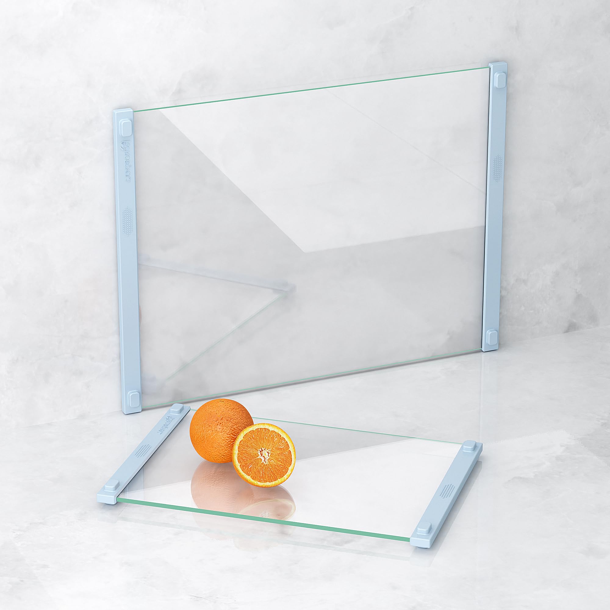 LANGBOHOS Cutting Board,Tempered Glass Cutting Board for Kitchen,Non-slip,Dishwasher-Safe,Ideal for Kitchen Chopping Board and Serving Tray (Blue-12 * 8"16 * 12")