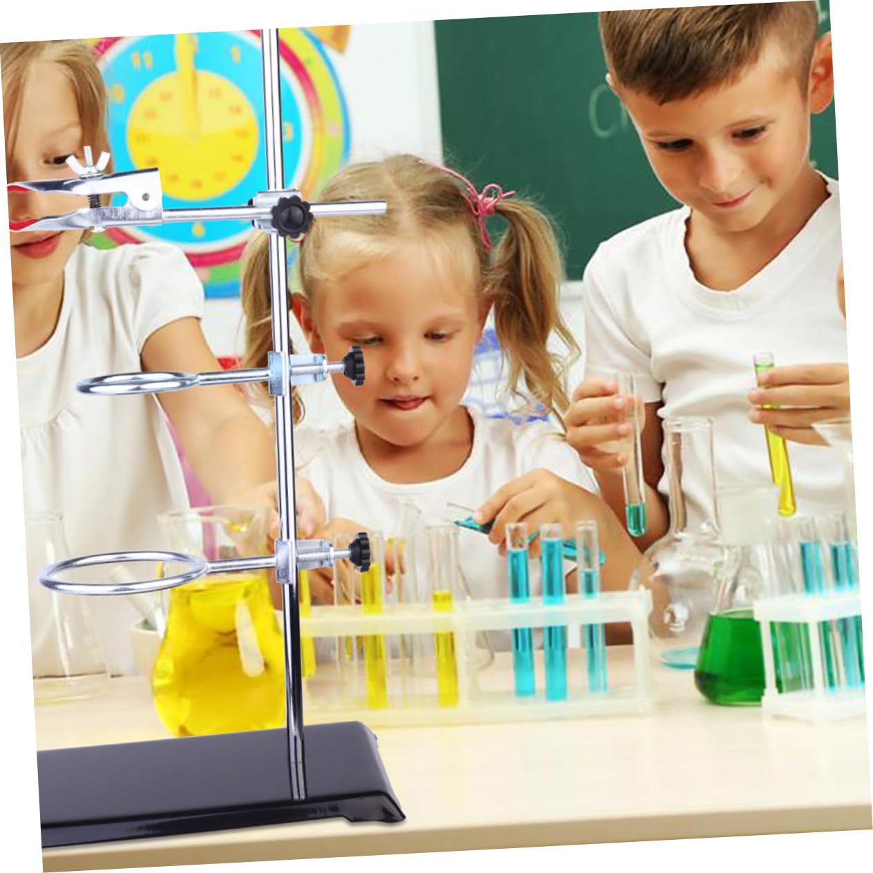 Cabilock Marco De Hierro Soporte De Laboratorio Material Metálico De Laboratorio Abrazadera Para Matraces Soporte Para Embudo Para Química Mesa