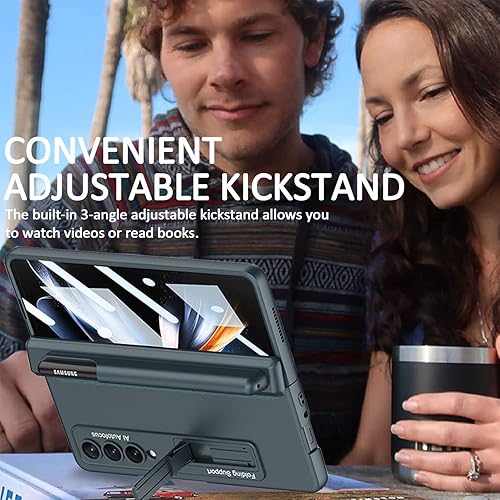 Miniatura 4 de Miimall Funda para Samsung Galaxy Z Fold 4 con soporte para bolígrafo, funda plegable 4 con soporte para bolígrafo, protector de pantalla, soporte