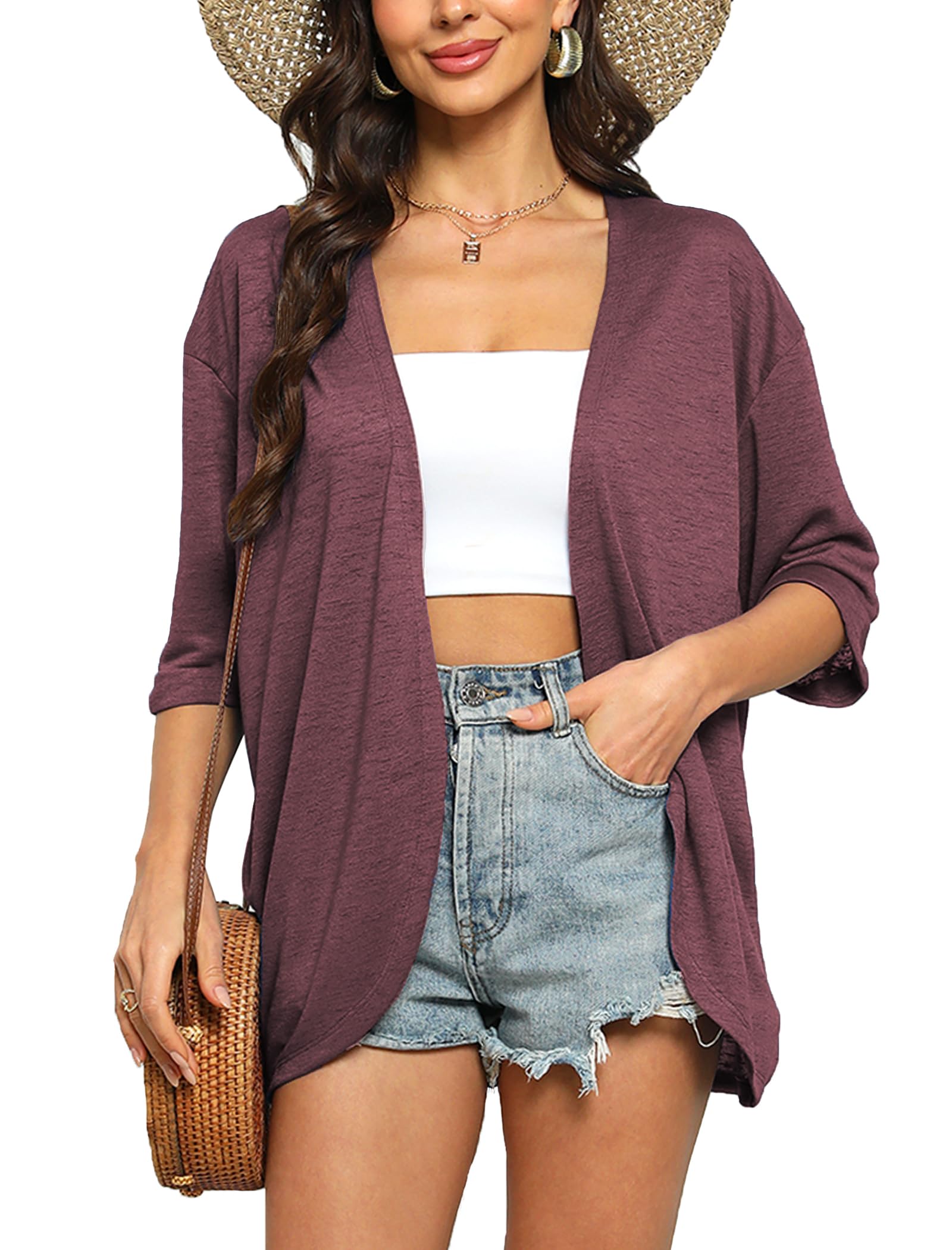 Yekaty Womens Summer Short Sleeve Kimono Cardigans Lightweight Cover Up