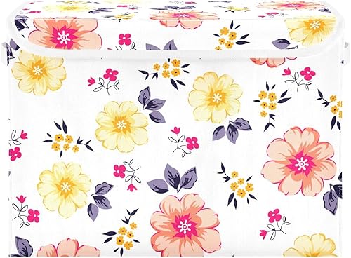 Contenedores plegables de almacenamiento de flores y hojas, bolsas para ropa, contenedores de almacenamiento de tela con asa reforzada,