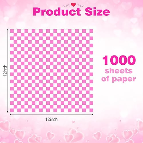 Miniatura 30 de Spakon 1000 hojas de papel encerado para alimentos de 12 x 12 pulgadas a cuadros encerados secos para envolver sándwich, revestimientos de cestas