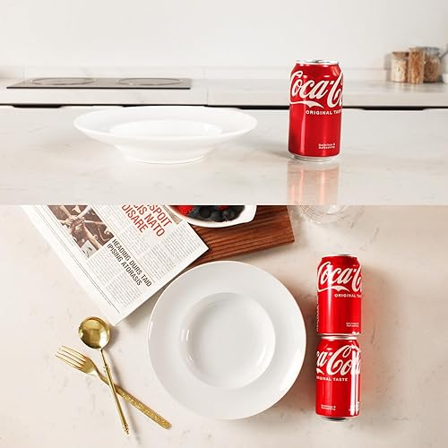 Miniatura 10 de jinsongdafa Tazones de sopa, plato de sopa, juego de 2 cuencos para pasta, platos blancos poco profundos, cuencos de porcelana con borde, el mejor