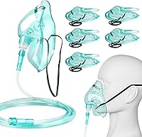 Agooteam 5 Pack Adult Oxygen Face Masks Size L with 7ft Tubing, Adjustable Strap - DEHP-Free, Reusable & Comfortable