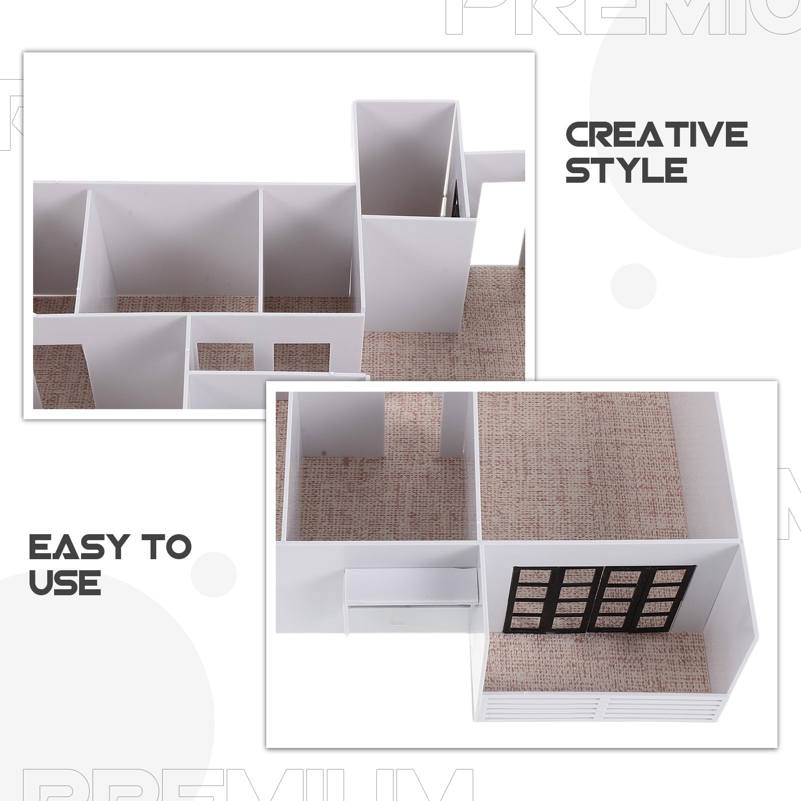1 Set Maqueta de Edificio 1:50 Casa Residencial Moderna de Pueblo, Arquitectónica Ensamblada para Diorama de Maqueta de Tren (Apartamento Pequeño H)