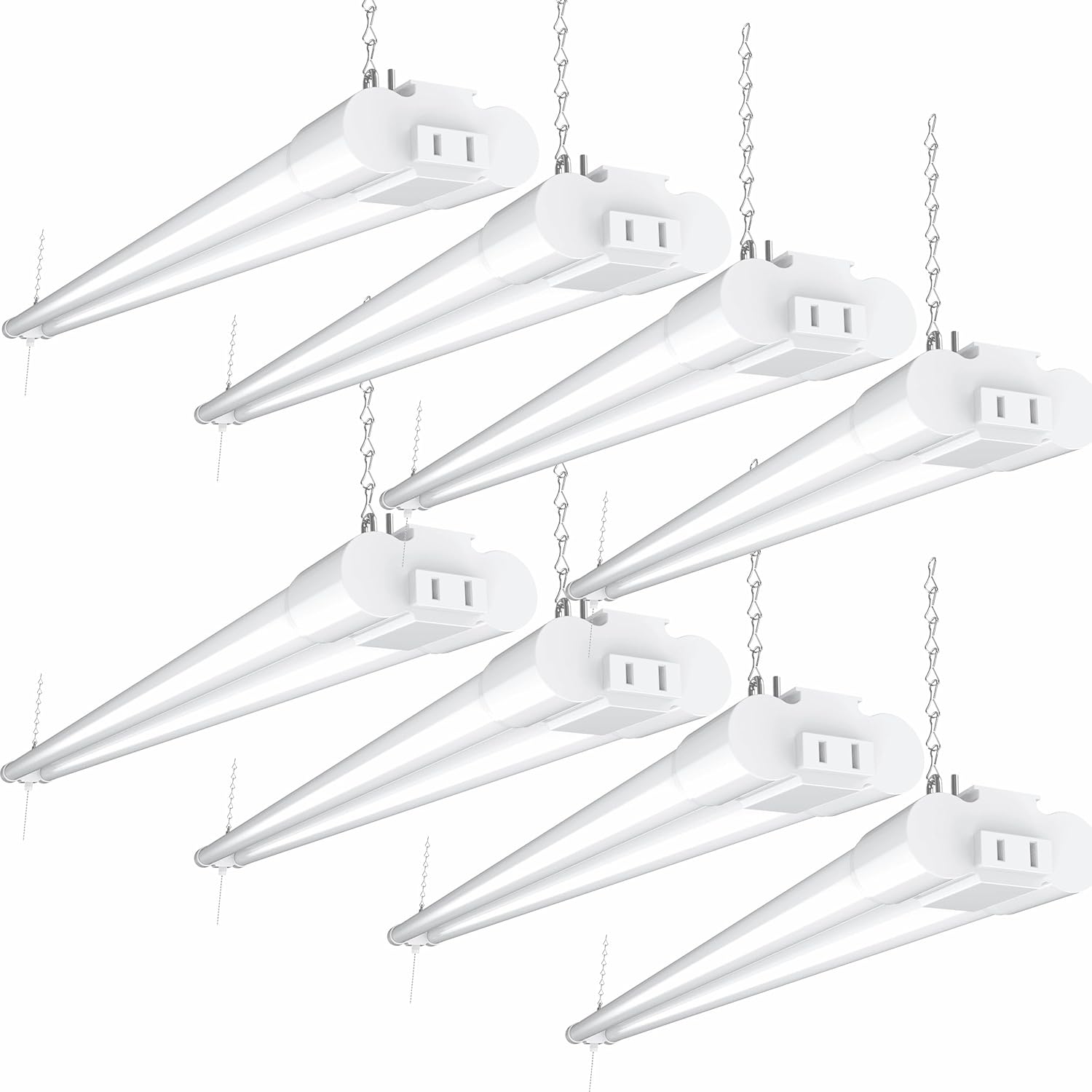 Sunco 8 Pack LED Shop Lights for Workshop 4FT, Linkable Garage Lighting, 4500 LM, 40W (150W Equivalent), 5000K Daylight, Surface + Suspension Mount, 48 Inch Integrated Fixture, White.