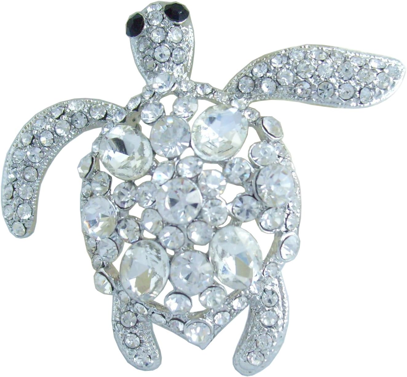 Unique Animal 2.36" Rhinestone Crystal Turtle Tortoise Brooch Pin Pendant BZ3344