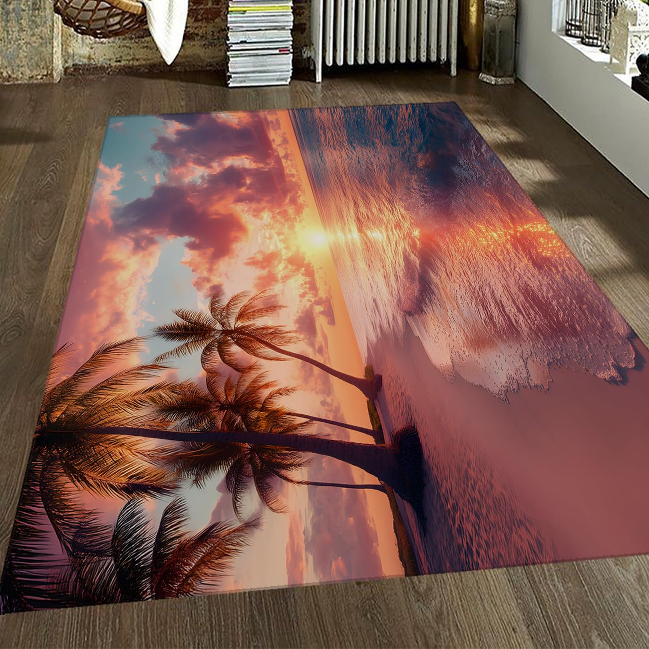 Tapis de plage lavable en flanelle antidérapante grand format 160x230cm pour salon