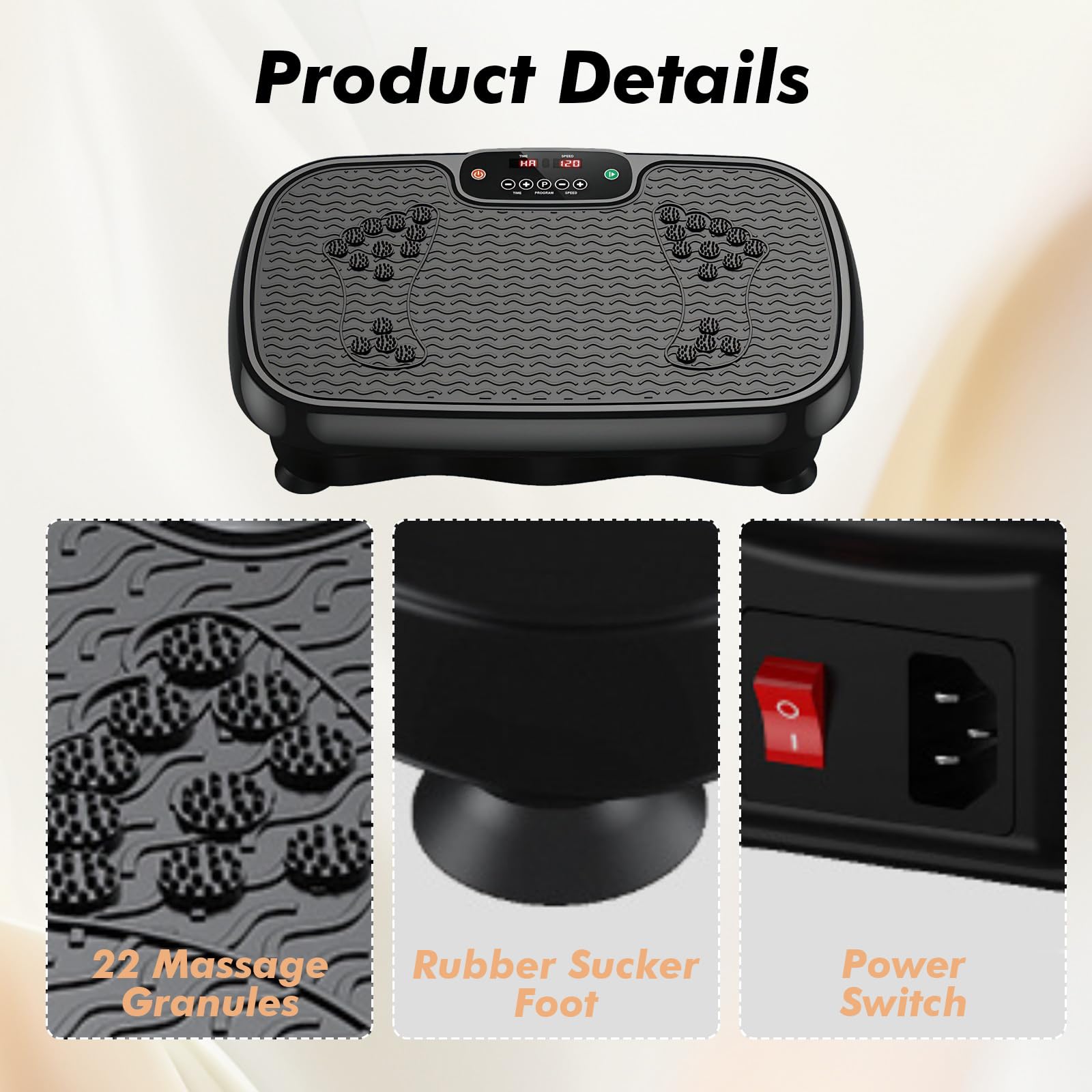 Plataforma Vibratoria Para Ejercicios, Tabla De Fitness Con Bandas De Resistencia, Para Drenaje Linfático, Pérdida De Peso Y Tonificación, Plataforma De Entrenamiento De Cuerpo Completo(White)