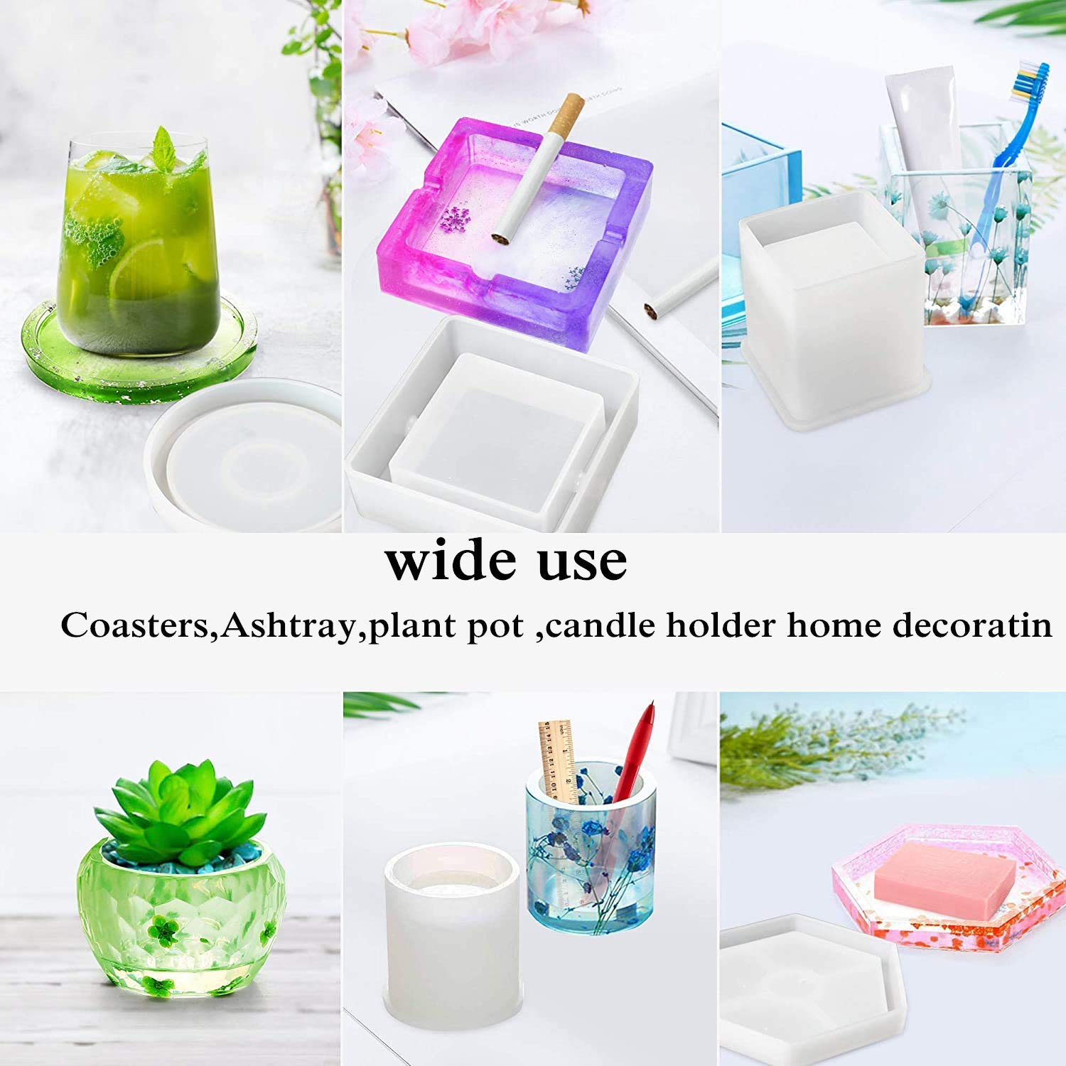 Cayway Grandi Stampi per Resina Grandi Il Giro Stampi in Silicone per Resina Stampi in Resina Siliconica Stampo per Sottobicchieri in Resina per La Conservazione dei Fiori, Decorazioni per La Casa