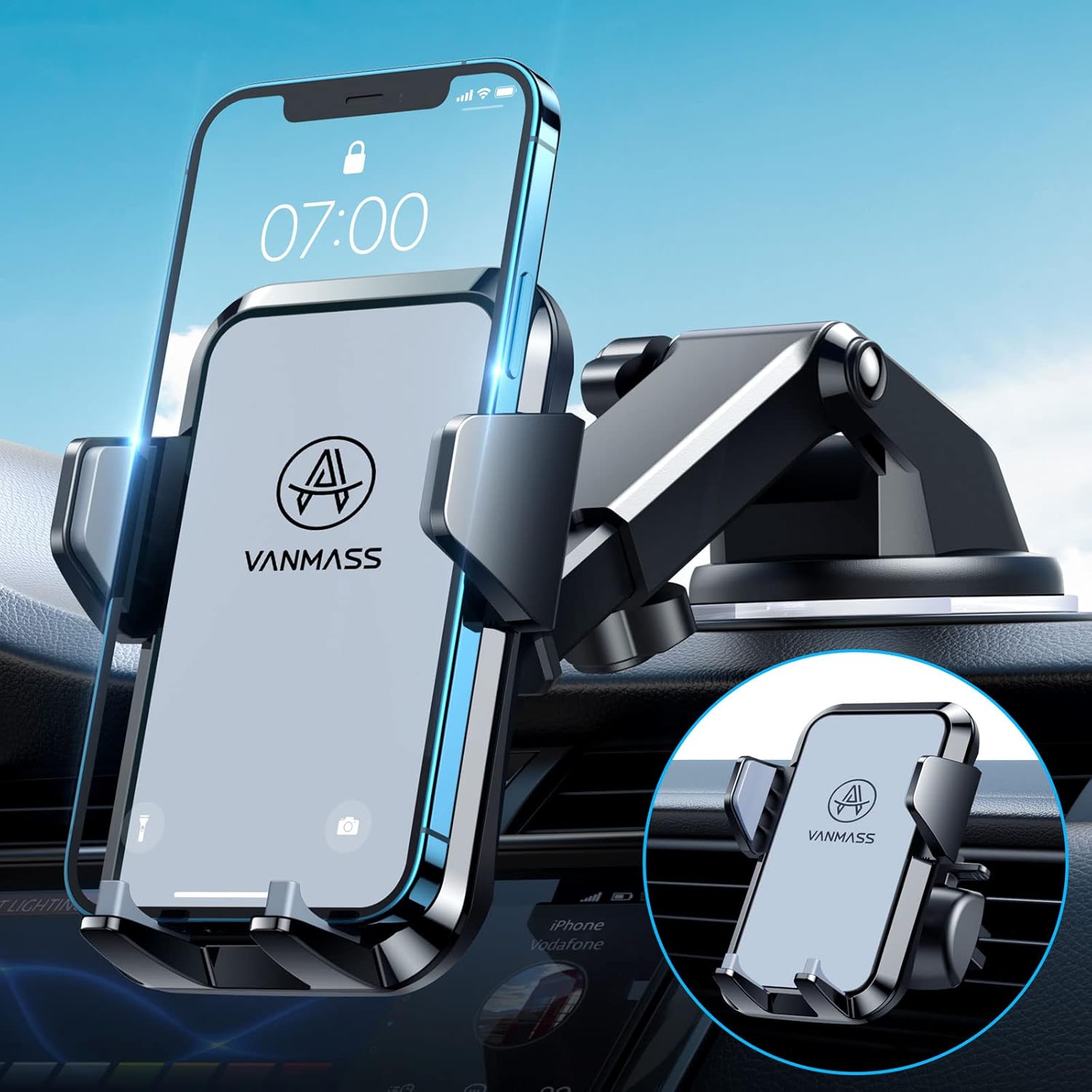 Suреr Sаlе 🛒 VANMASS Universal Cell Phone Car Mount, 【Grandmaster Full Sillicone & Phone Protection】 with Patent & Safety Certs, Upgraded Handsfree Cell Phone Holder for Car Dash Window Vent, Compatible All Phone