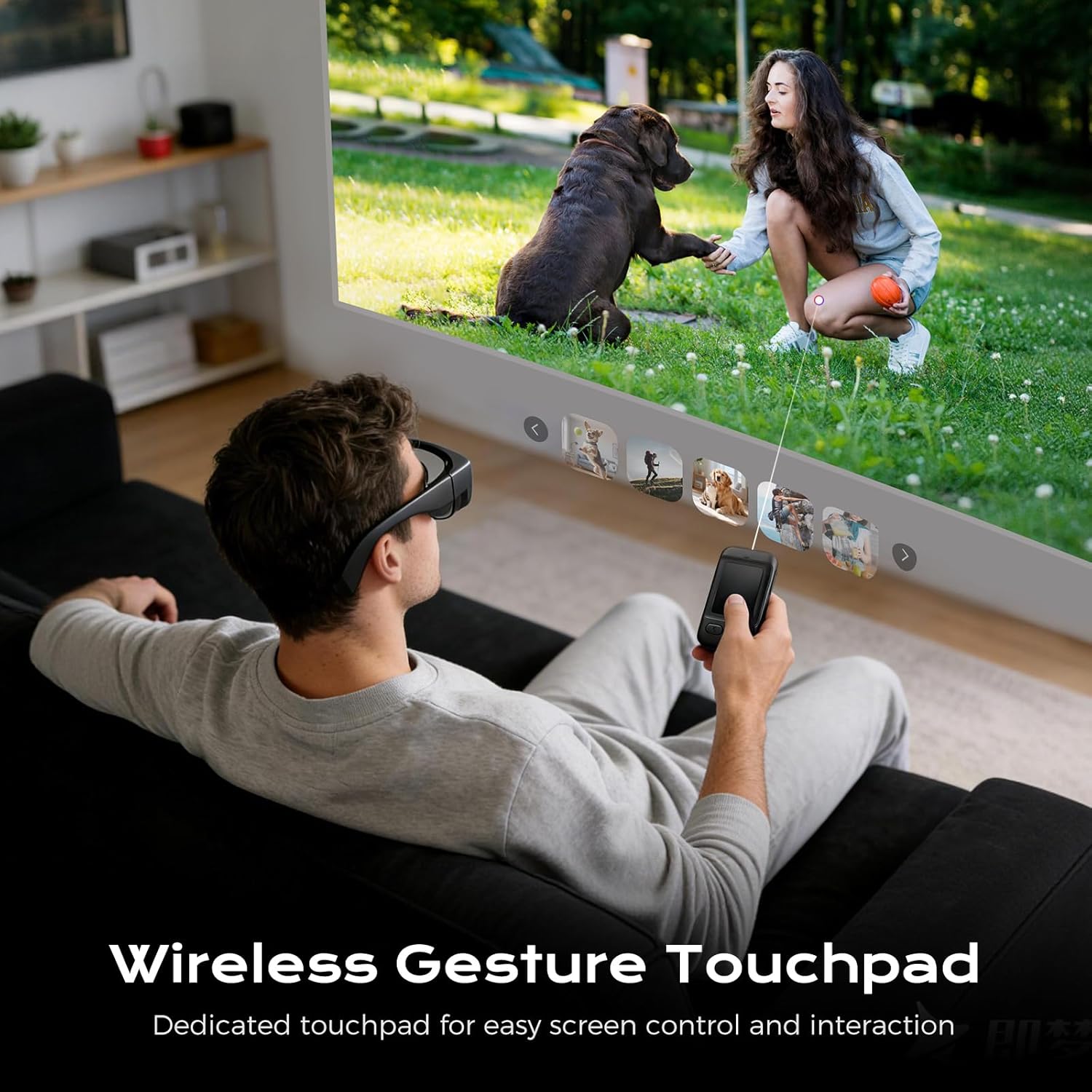 Smart AR Glasses with Display, 1080P Micro-OLED 150" Virtual Screen, AI Smart Glasses with Display Screen, Bluetooth Smart Glasses for Gaming, Video Display Glasses for Men (Ring)