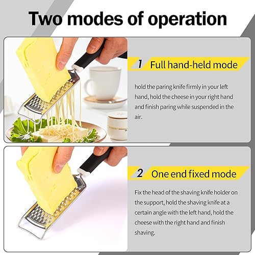 Miniatura 4 de Rallador de queso de mano, cuchillas de acero inoxidable de espejo, ligero, ultra suave y resistente al óxido, mango antideslizante y cómodo para