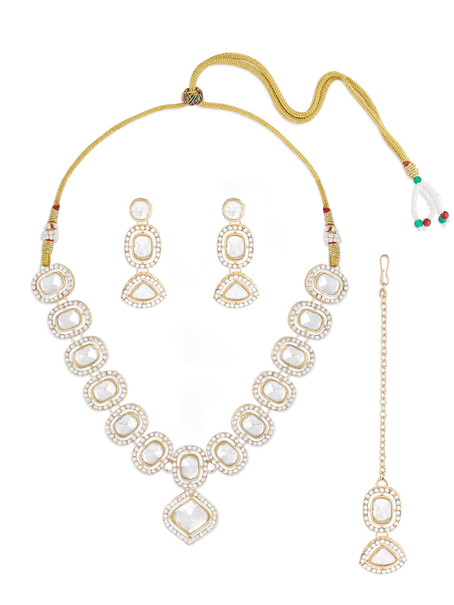 ZAVERI PEARLS Gold Tone Dazzling Stones Embellished Necklace Earring & Maangtikka Set For Women-ZPFK17565 (B0CXDM3162) Amazon Price History, Amazon Price Tracker