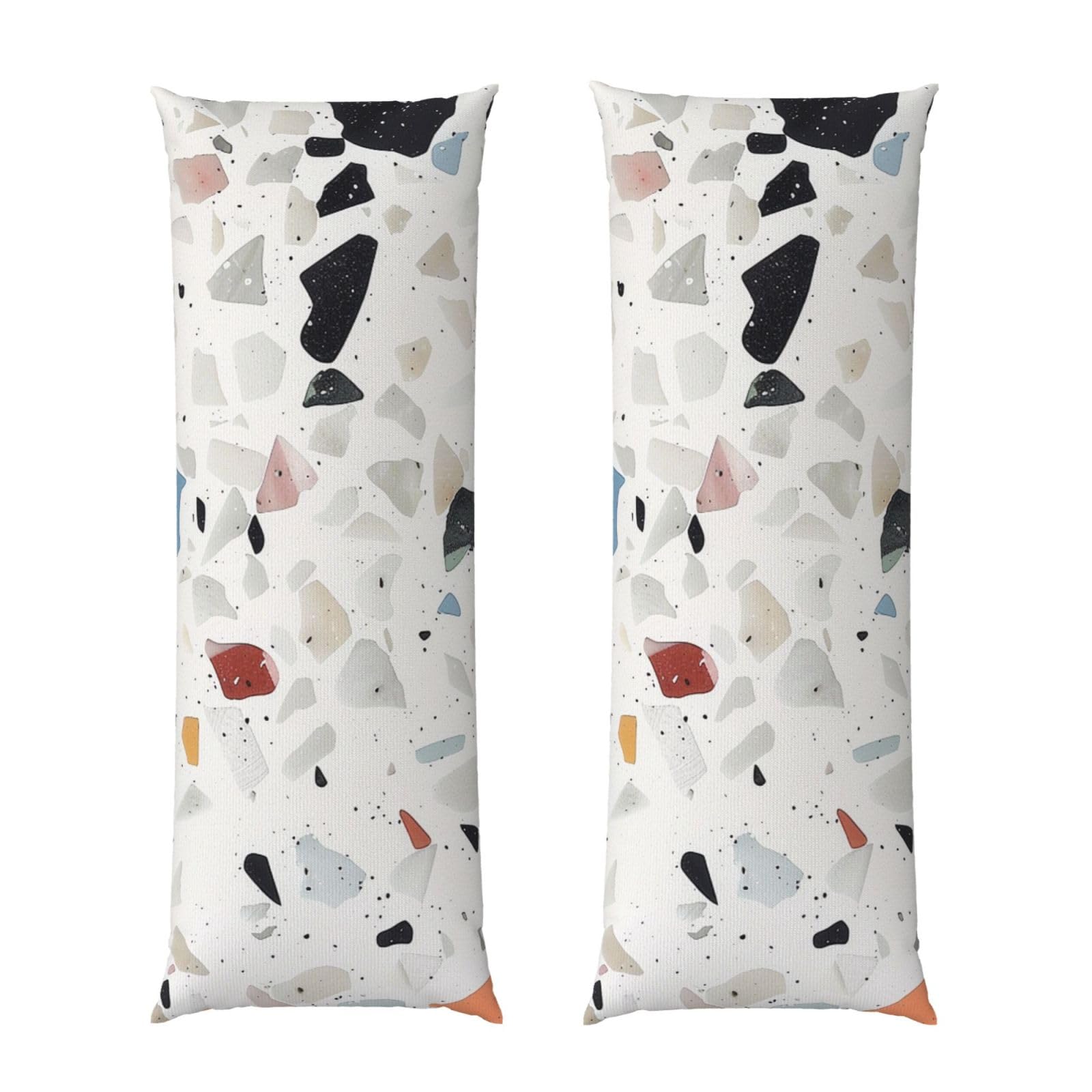 Body Pillow Cover 20x54 Inch, White terrazzo Print Long Lumbar Pillow Case with Zipper Long Body Pillowcase Decorative for Bed Sofa Bedroom