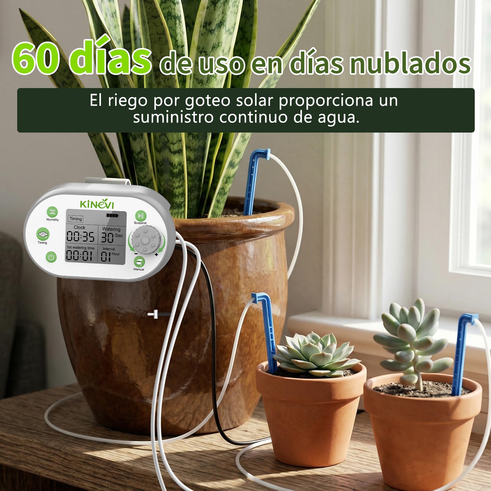 Sistema de riego automático de plantas para,15 plantas en maceta, temporizador de agua programable con detección inteligente de humedad, adecuado para interiores, balcones