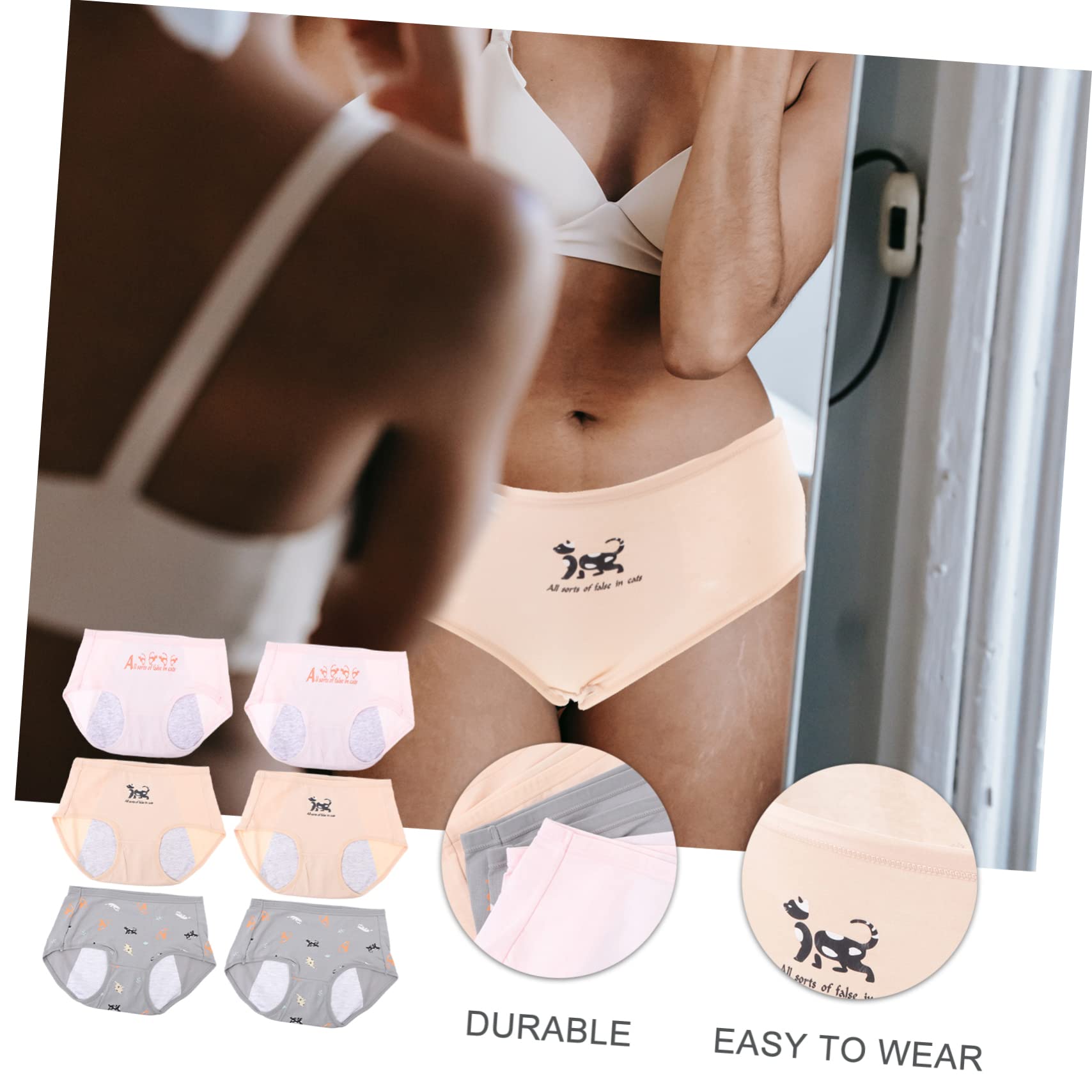 COLLBATH Bragas Menstruales Ropa Interior para Mujeres Ropa Interior para Chicas Adolescentes De Sangrado Posparto Menstrual Bragas De Algodon Spandex