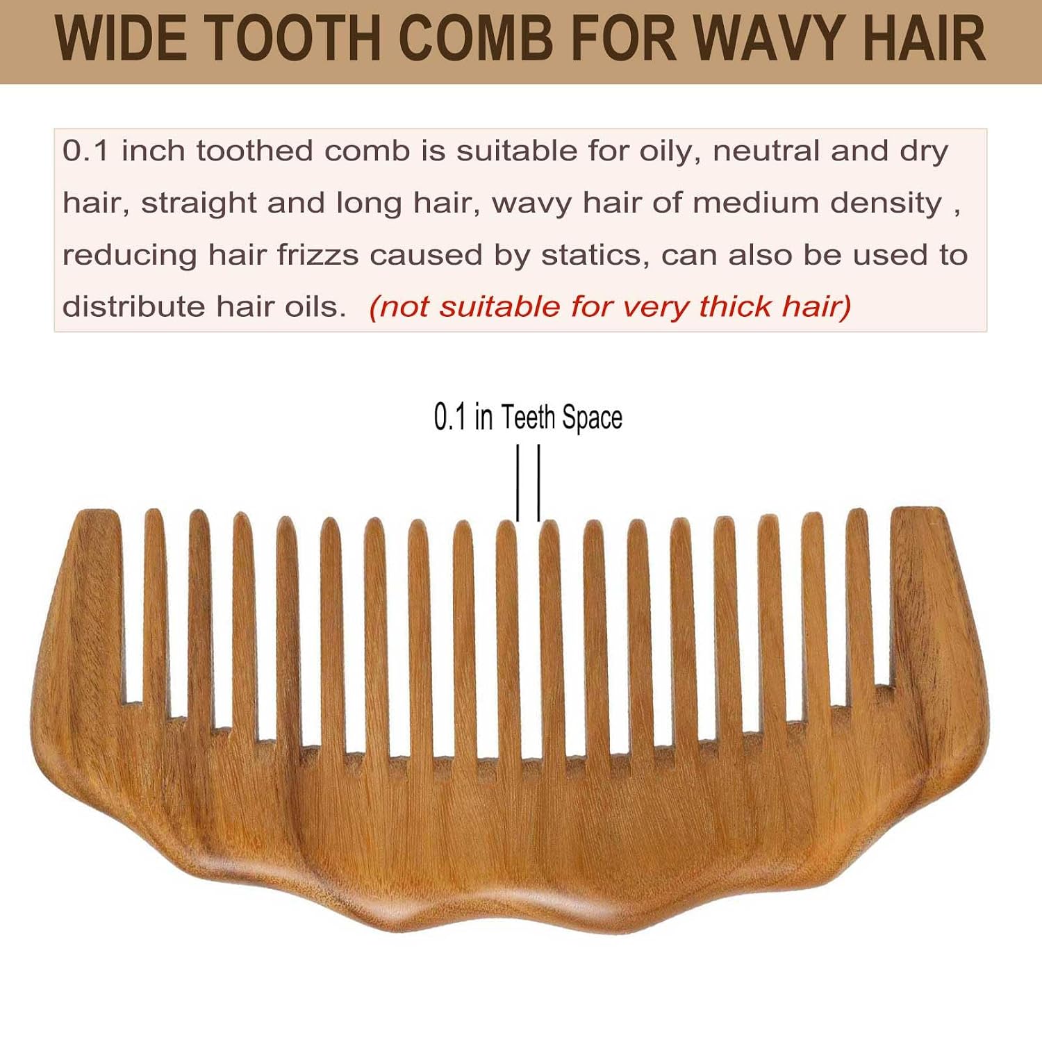 Wooden Comb for Hair & Beard, for Scalp Massage & Distribute Oils