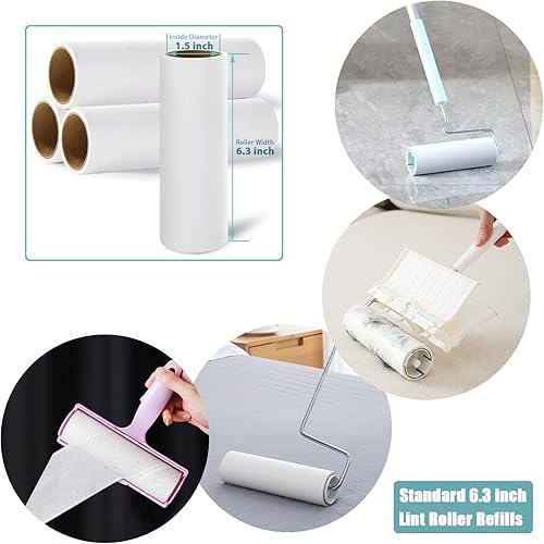 Miniatura 2 de Recambios de rodillo de pelusa de 6.3 pulgadas para pelo de mascotas, repuestos de rodillos adhesivos grandes para ropa de suelo, sofá, cama,