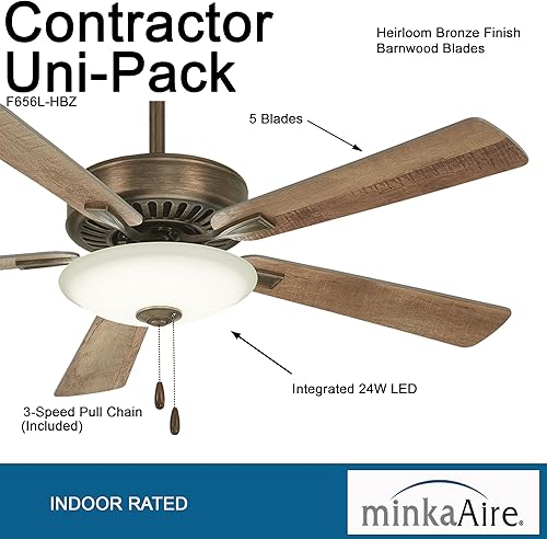 Miniatura 2 de MINKA-AIRE F656L-HBZ Contractor Uni-Pack - Ventilador de techo con cadena LED de 52 pulgadas en acabado de bronce tradicional