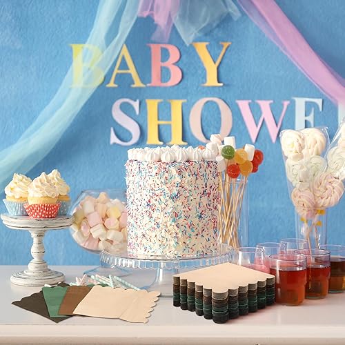 Miniatura 54 de Zhanmai Paquete de 100 servilletas de cóctel de 5 x 5 pulgadas, servilletas festoneadas de papel de color degradado con bordes festoneados, almuerzo