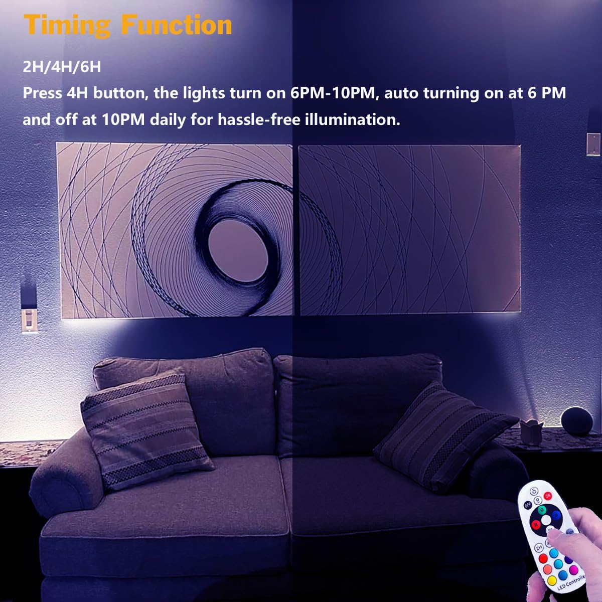 Uplights Indoor LED Spotlights 8W Warm White RGB Color Adjustable Desktop Corner Accent Floor Uplighting with Remote Control for Plant Picture Artwork (2Pack)