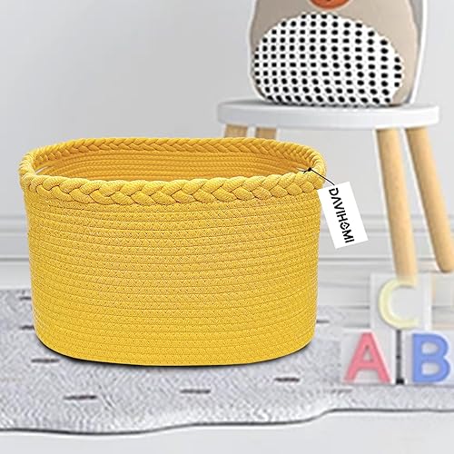 Miniatura 5 de Cesta rectangular de cuerda de algodón tejida para almacenamiento, cestas de regalo para asas, cestas de almacenamiento de tela para organizar, 13.5
