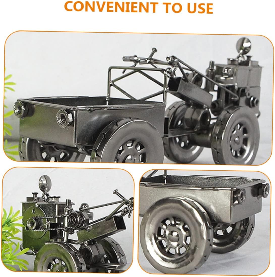 DECHOUS Vintage Iron Tractor Model Retro Style Home Desk Decoration Unique Farmhouse Adornment for Collectors and Gift Givers for Rustic Decor Enthusiasts