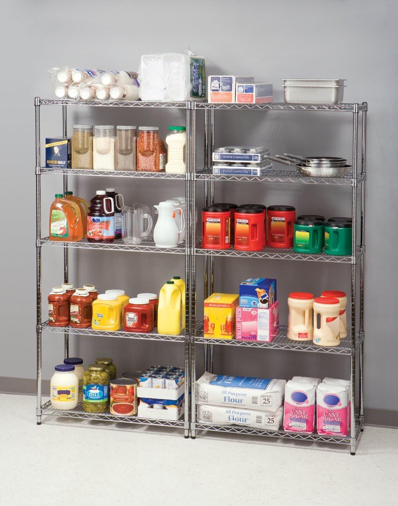 UltraDurable Commercial-Grade 5-Tier Steel Wire Shelving with Wheels, 36" W x 18" D x 72" H, Steel