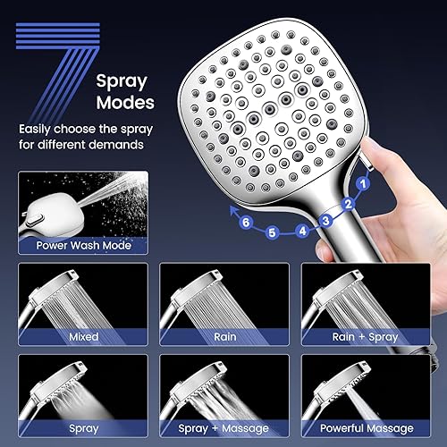 Miniatura 4 de Cabezal de ducha filtrado con portátil, cabezal de ducha de alta presión con 7 pulverizadores con filtros, cabezales de ducha desmontables, filtros