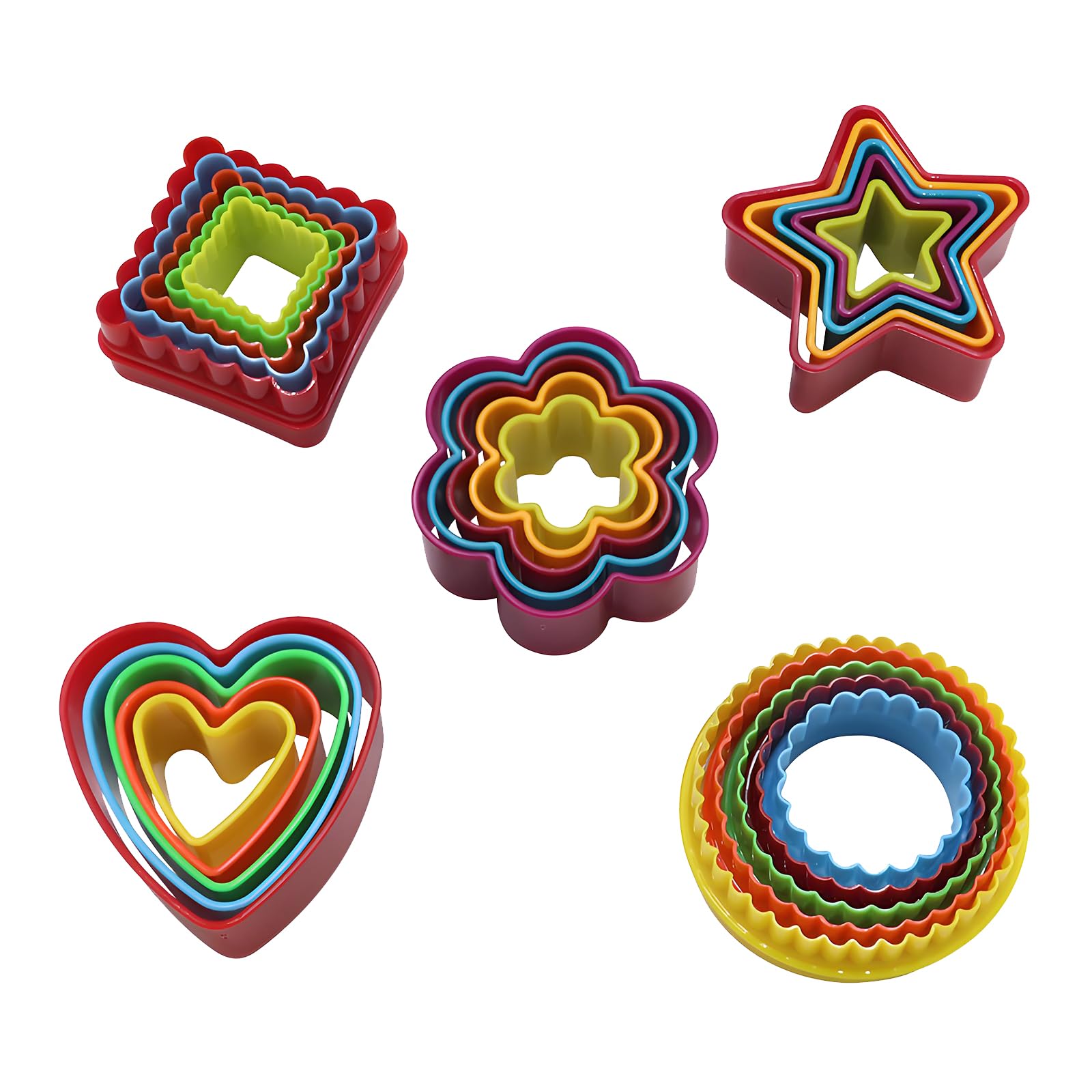 Cookie Cutter Shape, 25 Pcs Mini Cutter Sets, Round, Love, Star, Square and Flower CookieSets, Suitable for Spending Happy Time,Kitchen Baking