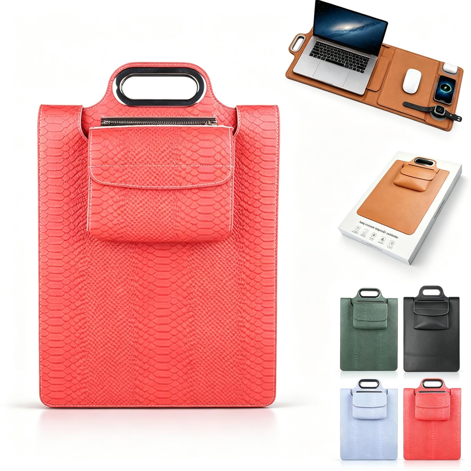Nuova borsa per laptop premium con ricarica wireless, la custodia multifunzione mobile con caricabatterie multi-dispositivo integrato da 15 W per viaggi e lavoro