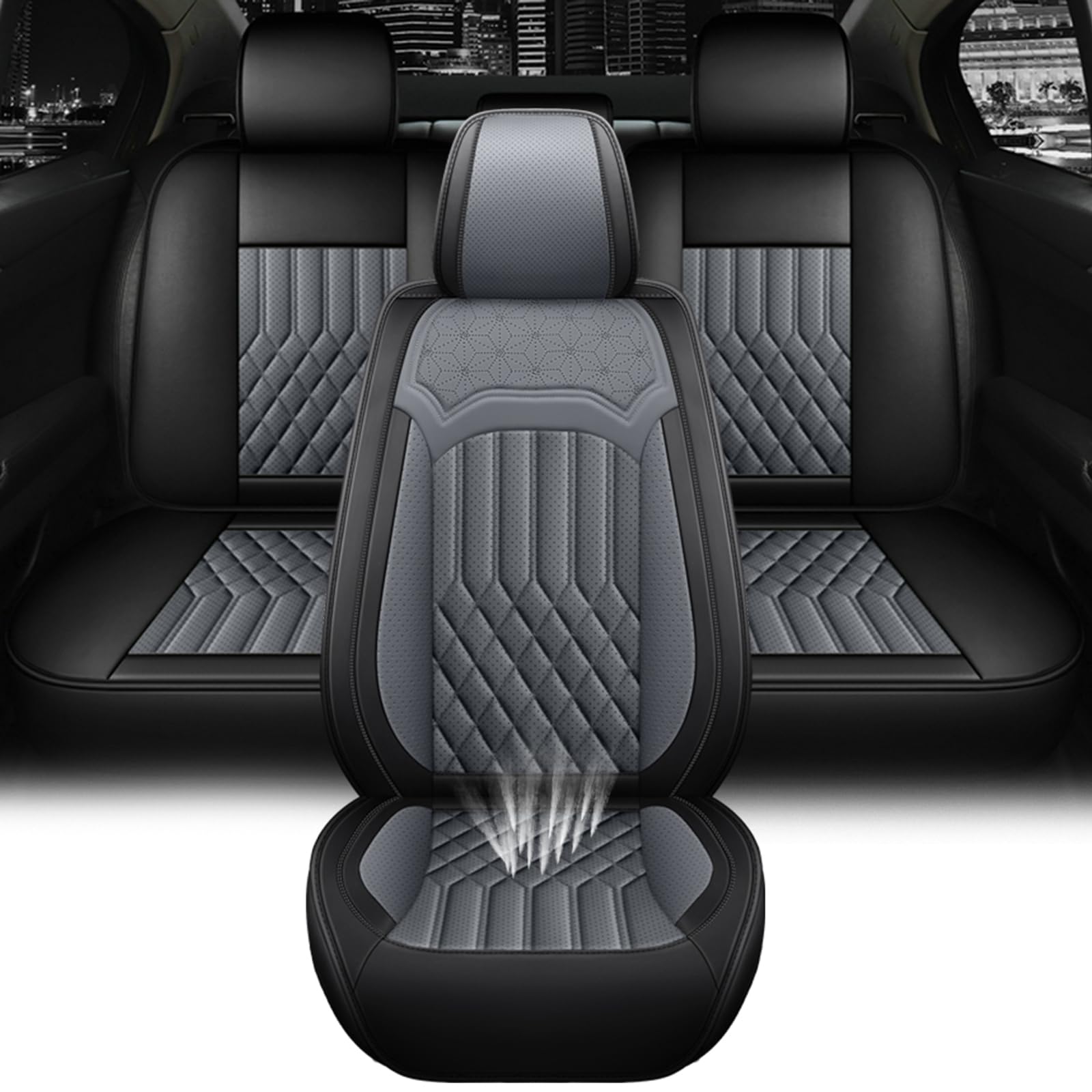 NCNXNN Car Seat Covers for Subaru Outback 2005-2026,Leather Waterproof Anti-Slip Four Seasons Universal Seat Cover,Protector Comfort Car Seat Cover