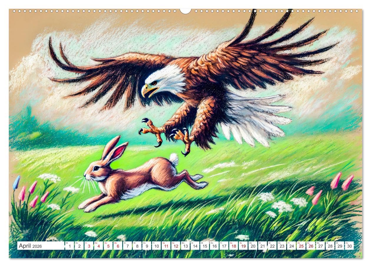Der Ruf des Adlers - Majestätischer König der Lüfte in Aktion (hochwertiger Premium Wandkalender 2026 DIN A2 quer), Kunstdruck in Hochglanz: ... im Flug und auf der Jagd (CALVENDO Tiere)