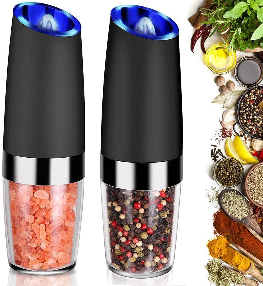 Sponsored Ad – Gravity Electric Grinder set of 2,Automatic Pepper and Salt Mill Grinder with Blue LED LIGHT,Electric Pepper Mill with Adjustable Coarseness,Refillable,salt and pepper shaker,pepper grinder