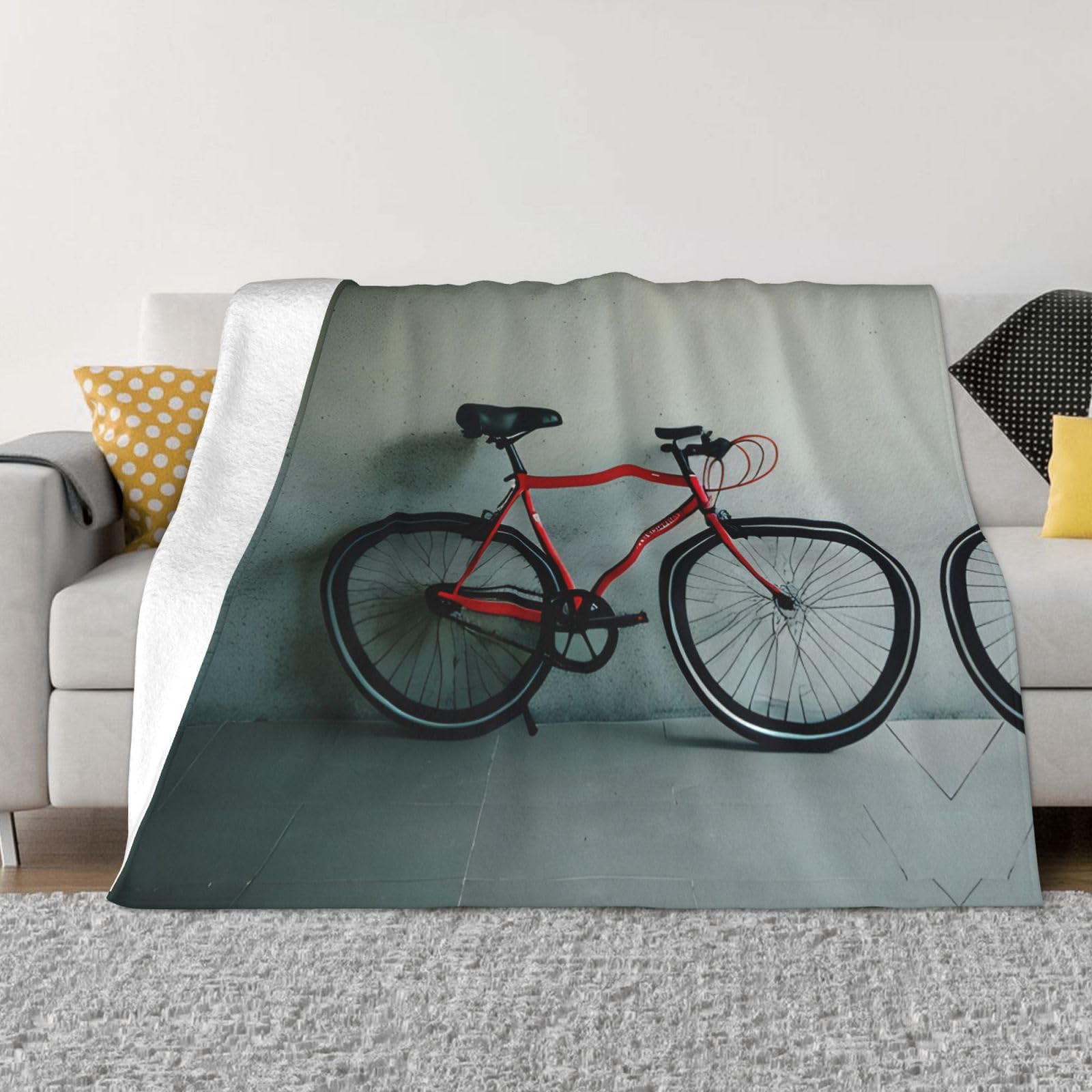 Couverture polaire rétro imprimé vélo en flanelle 127x152cm