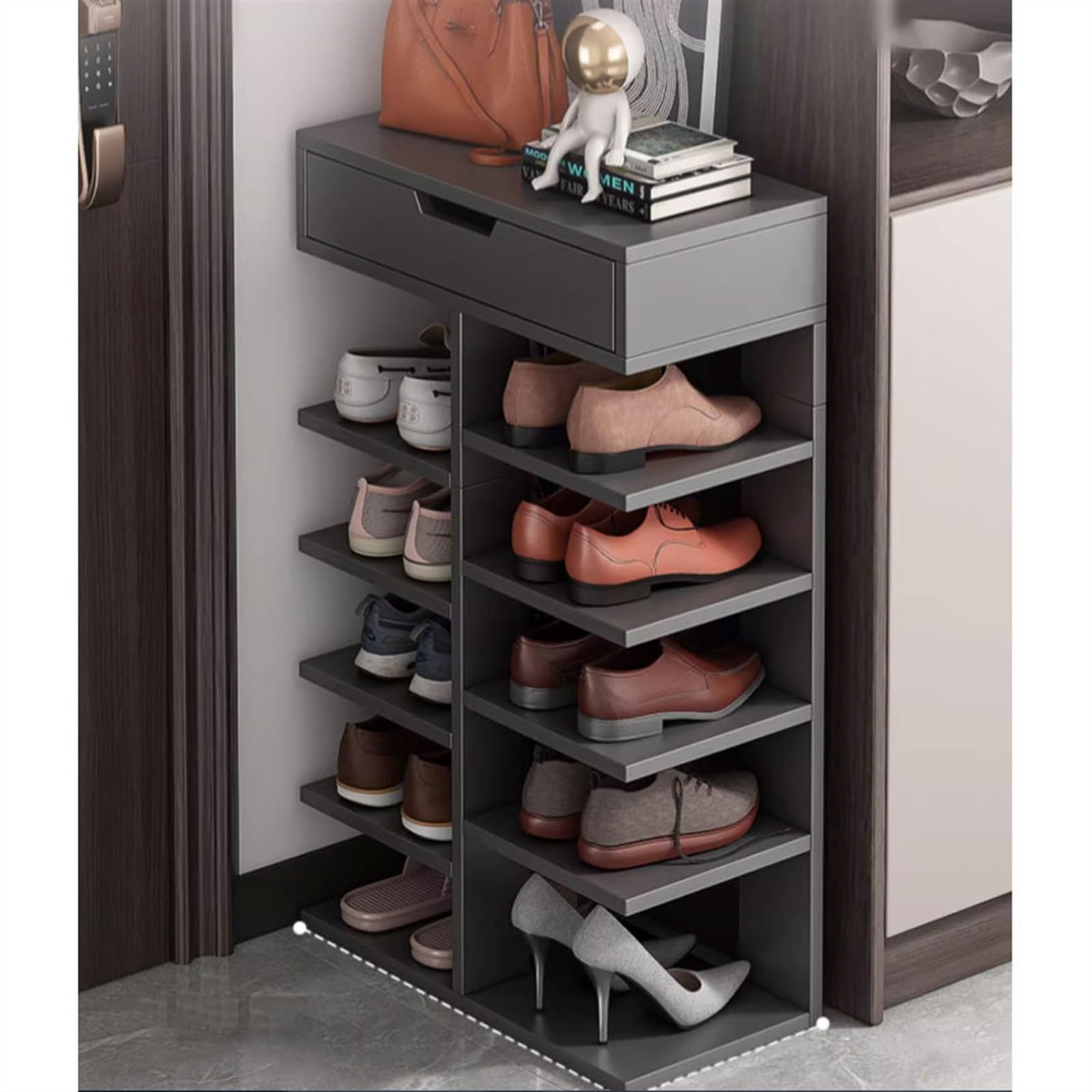 HLHLOP777 Schuhschrank Einfaches Schuhregal for den Hauseingang, platzsparend, zur Miete, for den Hausgebrauch, mehrschichtiger Kleiner Schuhschrank