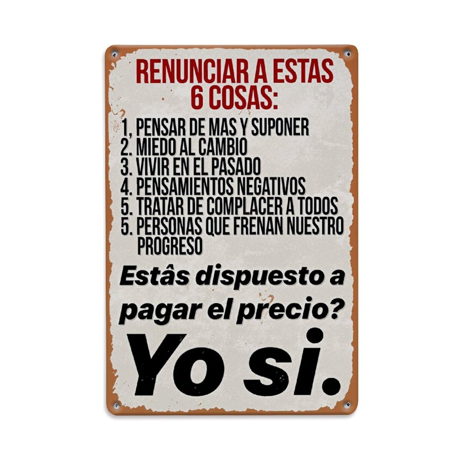 Enderetf Vintage Give Up These Six Things Tin Sign Metal Poster, Home Bar Garage Man Cave Cafe Indoor & Outdoor Wall Decoration 8X12inches