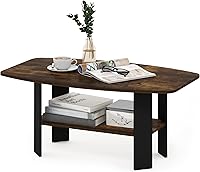 Vista 19 de Mesa de centro de diseño simple Furinno 11179GYW/BK, Material Reciclado, Café Oscuro